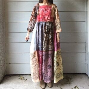 Handmade Earthy Bandana Dress/Red Orange/SKU 14900